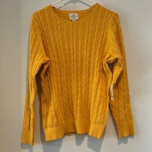 NWT St. John's Bay Mustard Cable Knit Sweater